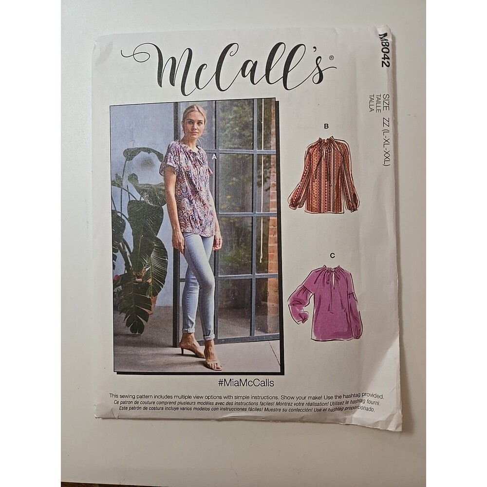 NEW/UNCUT M8042 McCall's Pattern Misses Tops 3 Variations (Sizes LG-XXL)